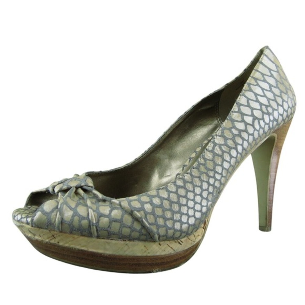 Moda Spana Women Peep Toe Heel Shoes Size 8 Medium Brown Leather